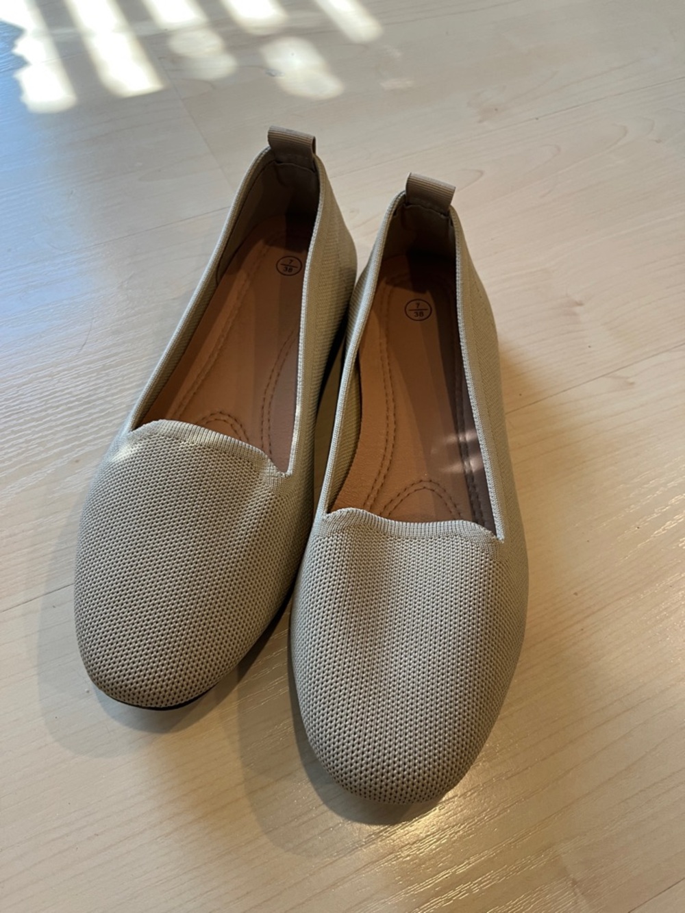 Comfort Knit Slip-On Flats - Tan